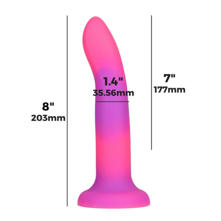 Светящийся в темноте фаллоимитатор ADDICTION Rave 8″ Glow in the Dark Dildo Pink Purple, 20,3 см || 