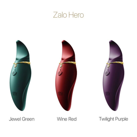 Вибратор 2в1 с язычком Zalo — Hero Wine Red, кристалл Swarovski || 