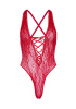 Кружевное боди Leg Avenue Floral lace thong teddy Red, шнуровка на груди, one size || 