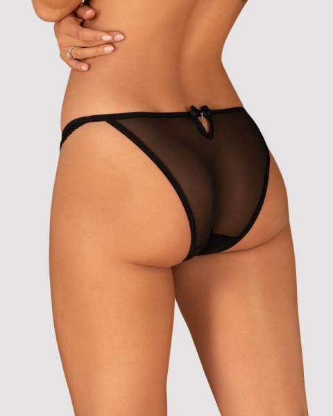 Полупрозрачные трусики с подвеской Obsessive Ivannes panties black L/XL, черные