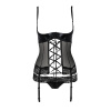 Корсет с открытой грудью NORTH CORSET black S/M - Passion Exclusive, пажи, трусики, шнуровка || 