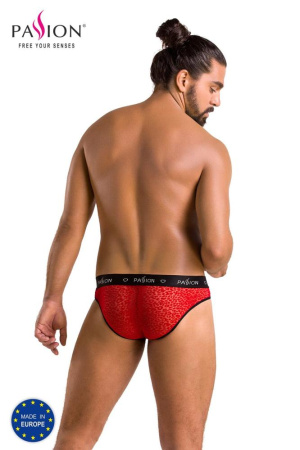 Мужские полупрозрачные трусы Passion 031 Slip Mike XXL/XXXL Red, под леопард || 