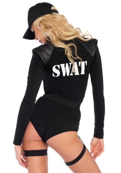 Костюм эротического спецназа Leg Avenue SWAT Team Babe XL, боди, пояс, подвязки, игрушечная рация, к