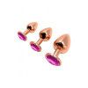 Металлическая анальная пробка Wooomy Tralalo Rose Gold Metal Plug Magenta M, диаметр 3,4 см, длина 8 || 