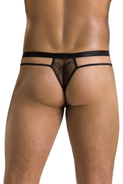 Мужские прозрачные стринги Passion 029 Thong Collin S/M Black, сетка