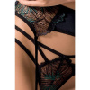 Комплект белья FLORIS SET black S/M - Passion Exclusive: лиф, трусики, пояс для чулок || 