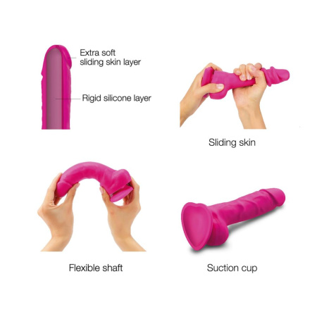 Реалистичный фаллоимитатор Strap-On-Me Sliding Skin Realistic Dildo Fuchsia - L, эффект подвижной ко || 