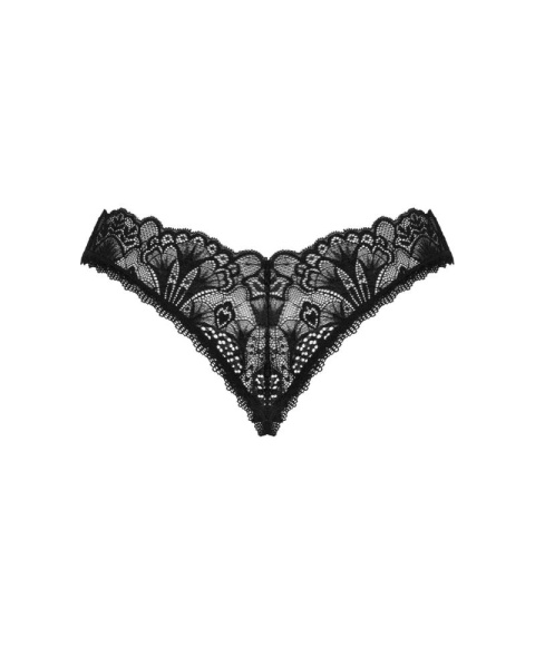 Кружевные стринги Obsessive Donna Dream crotchless thong M/L Black, открытый доступ