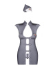 Эротический костюм стюардессы Obsessive Stewardess 3 pcs costume grey S/M, серый, платье, стринги, п || 