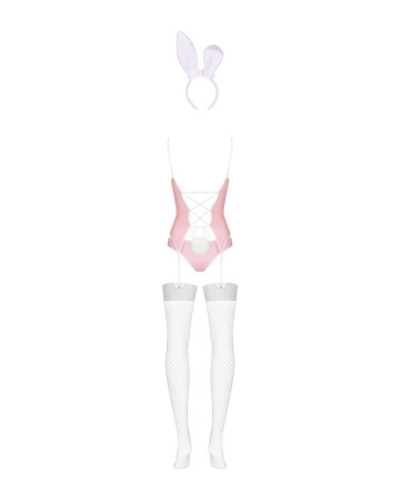 Эротический костюм зайки Obsessive Bunny suit 4 pcs costume pink S/M, розовый, топ с подвязками, тру || 
