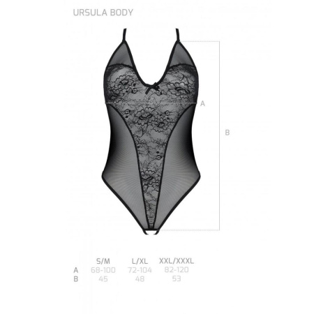 Боди с ажурным декором и открытым шагом Ursula Body black L/XL — Passion || 