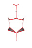 Сетчатое боди с кружевом на груди Passion SATARA BODY L/XL red || 