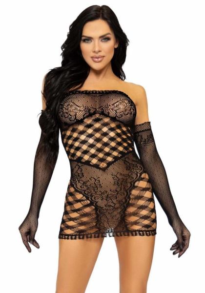 Leg Avenue 2 PC Tube dress and gloves OS Black