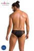 Мужские слипы на молнии Passion 042 Slip Timmy XXL/XXXL Black, экокожа, сетка || 