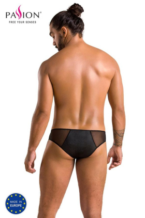 Мужские слипы на молнии Passion 042 Slip Timmy XXL/XXXL Black, экокожа, сетка || 