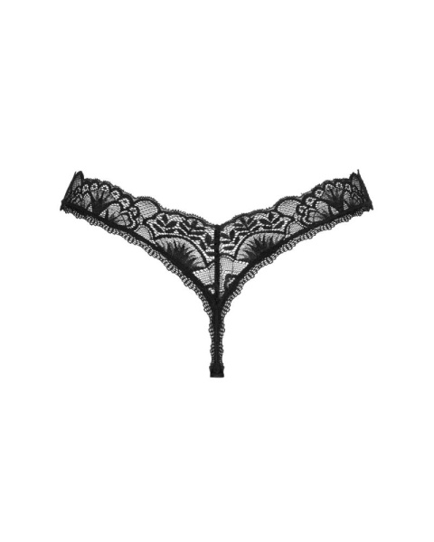 Кружевные стринги Obsessive Donna Dream thong XS/S Black, низкая посадка