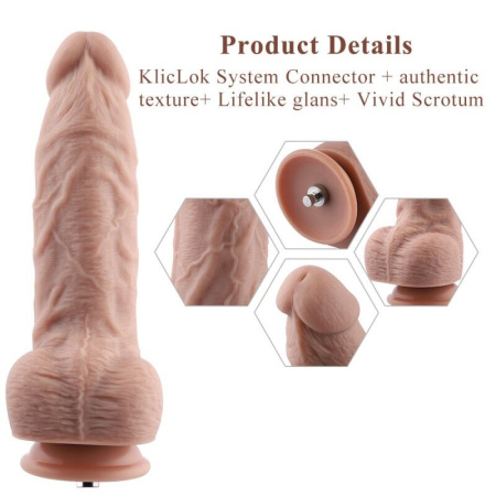 Гибкий фаллоимитатор для секс-машин Hismith 9.25″ Silicone Dildo, система KlicLok || 