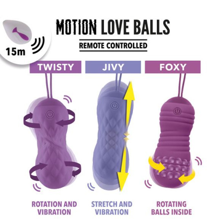 Вагинальные шарики с массажем и вибрацией FeelzToys Motion Love Balls Twisty с пультом ДУ, 7 режимов || 