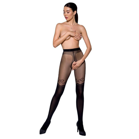 Колготки с открытым доступом, двойная плотность TIOPEN 012 black 5 (20/40 den) — Passion || 