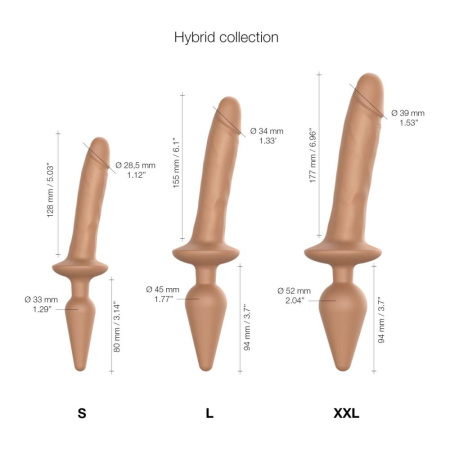 Анальная пробка с дилдо 2в1 Strap-On-Me SWITCH PLUG-IN REALISTIC DILDO Caramel S, диаметр 3,3/2,9 см || 