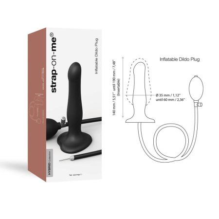 Надувной фаллоимитатор Strap-On-Me INFLATABLE DILDO PLUG - NOIR, шарик внутри, диаметр до 6 см || 