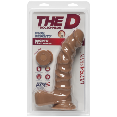 Фаллоимитатор Doc Johnson The D - Ragin D - 9 Inch With Balls - ULTRASKYN - Caramel, диаметр 5,1см || 