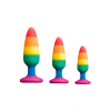 Силиконовая анальная пробка Wooomy Hiperloo Silicone Rainbow Plug S, диаметр 2,4 см, длина 9 см || 