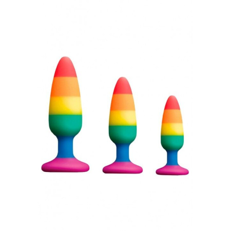 Силиконовая анальная пробка Wooomy Hiperloo Silicone Rainbow Plug S, диаметр 2,4 см, длина 9 см || 