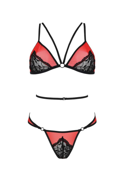 Комплект белья Passion PEONIA SET L/XL red, бра, трусики