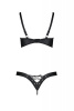 Комплект из экокожи Passion Celine Bikini 6XL/7XL black, открытый бра, стринги со шнуровкой || 