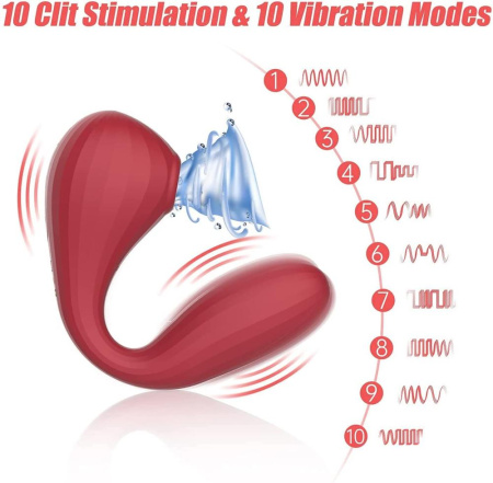 Вакуумный вагинально-клиторальный стимулятор Magic Motion Bobi Red, управление со смартфона || 