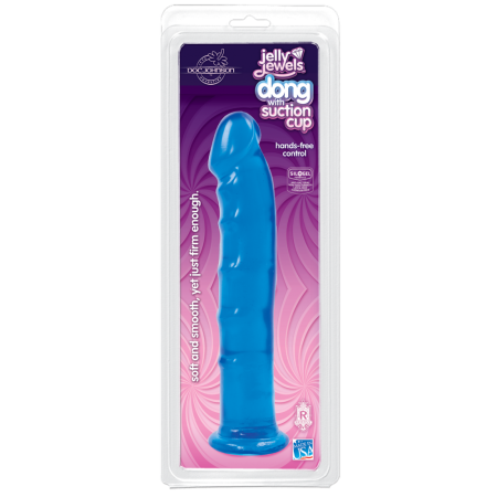 Фаллоимитатор Doc Johnson Jelly Jewels Dong & Suction Cup Blue, диаметр 3,6см, антибактериальный ПВХ || 