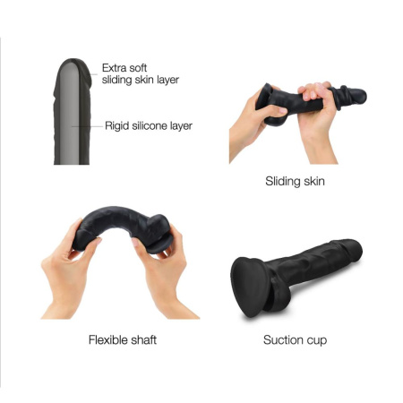 Реалистичный фаллоимитатор Strap-On-Me Sliding Skin Realistic Dildo Black - S, эффект подвижной кожи || 