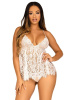 Пеньюар Leg Avenue Floral lace babydoll & string White S