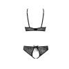 Комплект: бра, трусики с ажурным декором и открытым шагом Ursula Set black L/XL — Passion || 