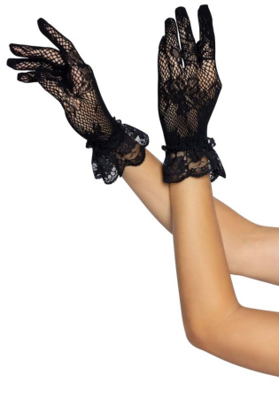 Перчатки Leg Avenue Floral lace wristlength gloves Black || 