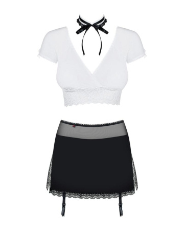 Эротический костюм секретарши Obsessive Secretary suit 5pcs black L/XL, черно-белый, топ, юбка, стри || 