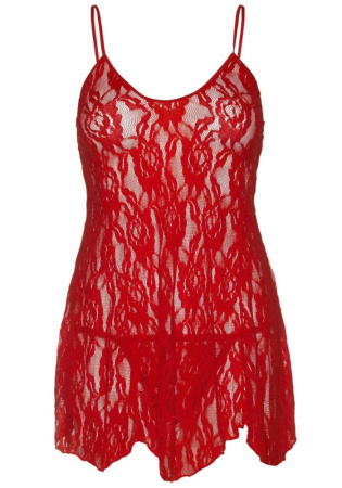 Пеньюар Leg Avenue Rose Lace Flair Chemise Red Plus Size || 