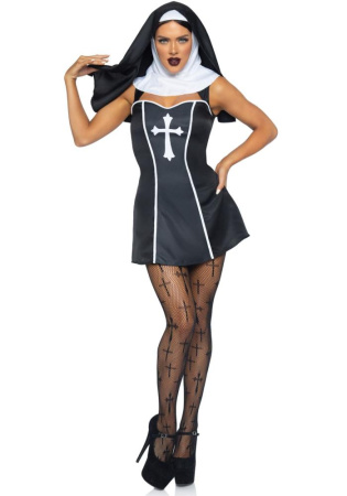 Костюм монашки Leg Avenue Naughty Nun M, платье, головной убор || 