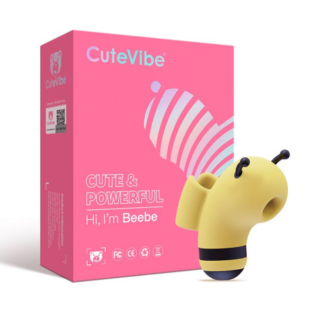 Вакуумный стимулятор с микротоками CuteVibe Beebe Yellow, на палец || 