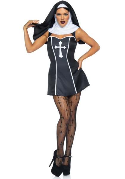 Костюм монашки Leg Avenue Naughty Nun M, платье, головной убор