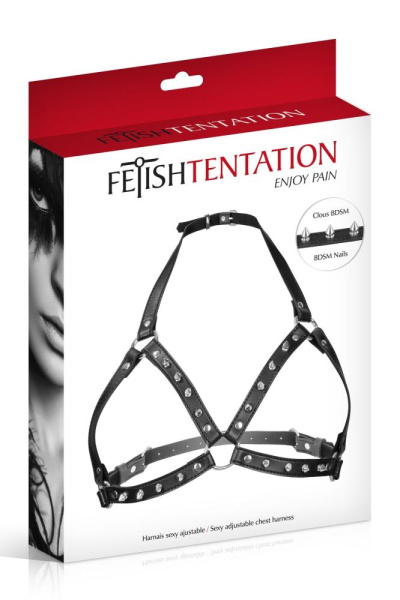 Портупея с металлическими шипами Fetish Tentation Sexy Adjustable Chest Harness