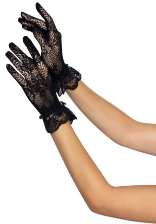 Перчатки Leg Avenue Floral lace wristlength gloves Black || 