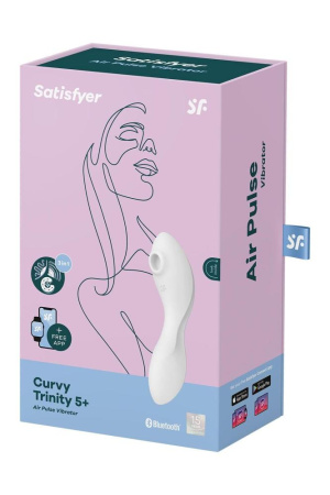 Вакуумный смарт-стимулятор с вибрацией Satisfyer Curvy Trinity 5 (White), управление со смартфона || 