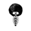 Металлическая анальная пробка Кроличий хвостик Alive Fluffy Twist Plug L Black, диаметр 3,8 см