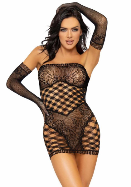 Leg Avenue 2 PC Tube dress and gloves OS Black