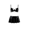 Комплект белья под латекс DEBY SET black L/XL - Passion: лиф, мини-юбочка, стринги || 
