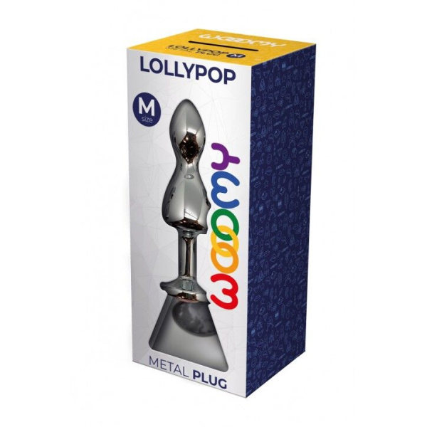 Металлическая анальна пробка Wooomy Lollypop Double Ball Metal Plug M, диаметр 3,1 см, длина 9,4 см