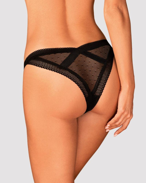 Кружевные трусики с заниженной талией Obsessive Estiqua panties XS/S, black