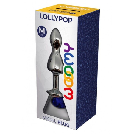 Металлическая анальная пробка Wooomy Lollypop Double Ball Metal Plug Blue M диаметр 3,1, длина 9,4 с || 